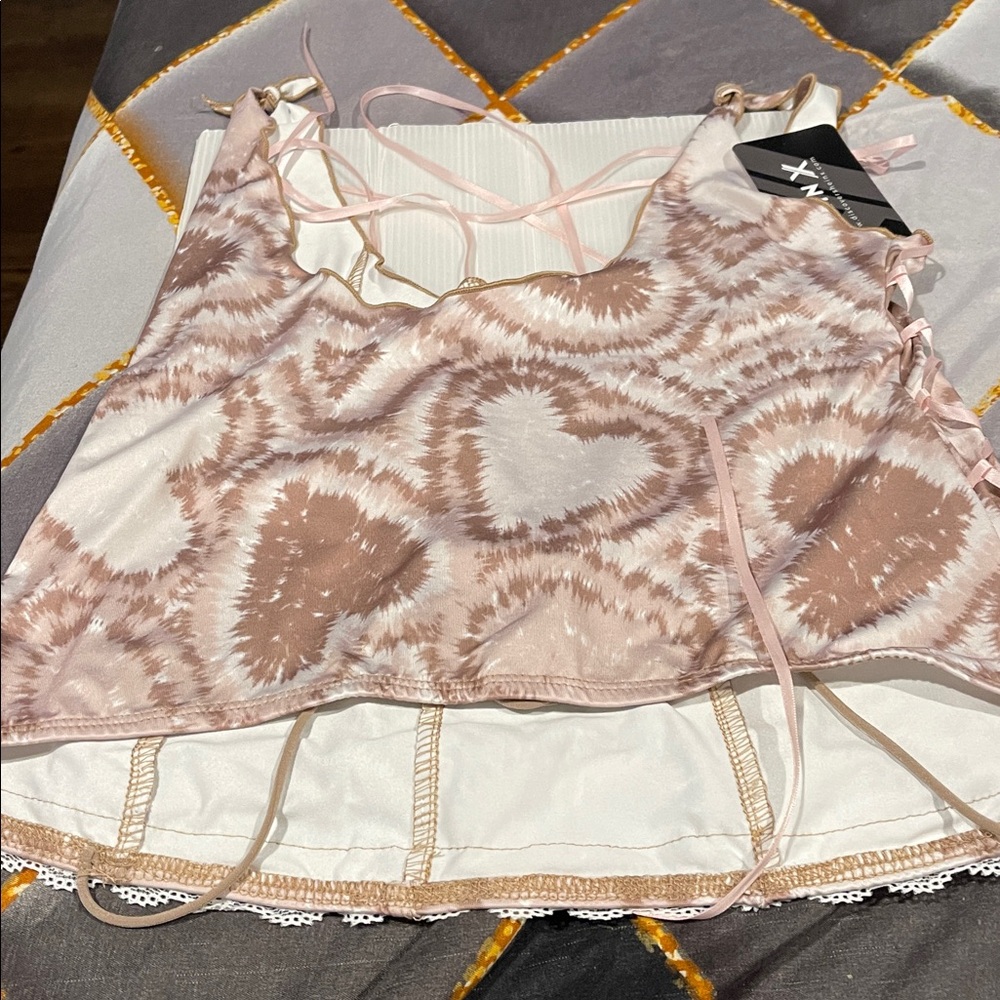 Pink and White Tie-Dye Two-Piece Set with hearts all over so fabulous - Picture 4 of 8